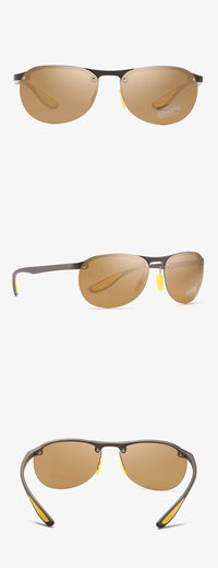 KDEAM Rimless Oval Men's Sunglasses Polarized TR90 Material Frame TAC Polarization Lense Soft Rubber Foot Cover