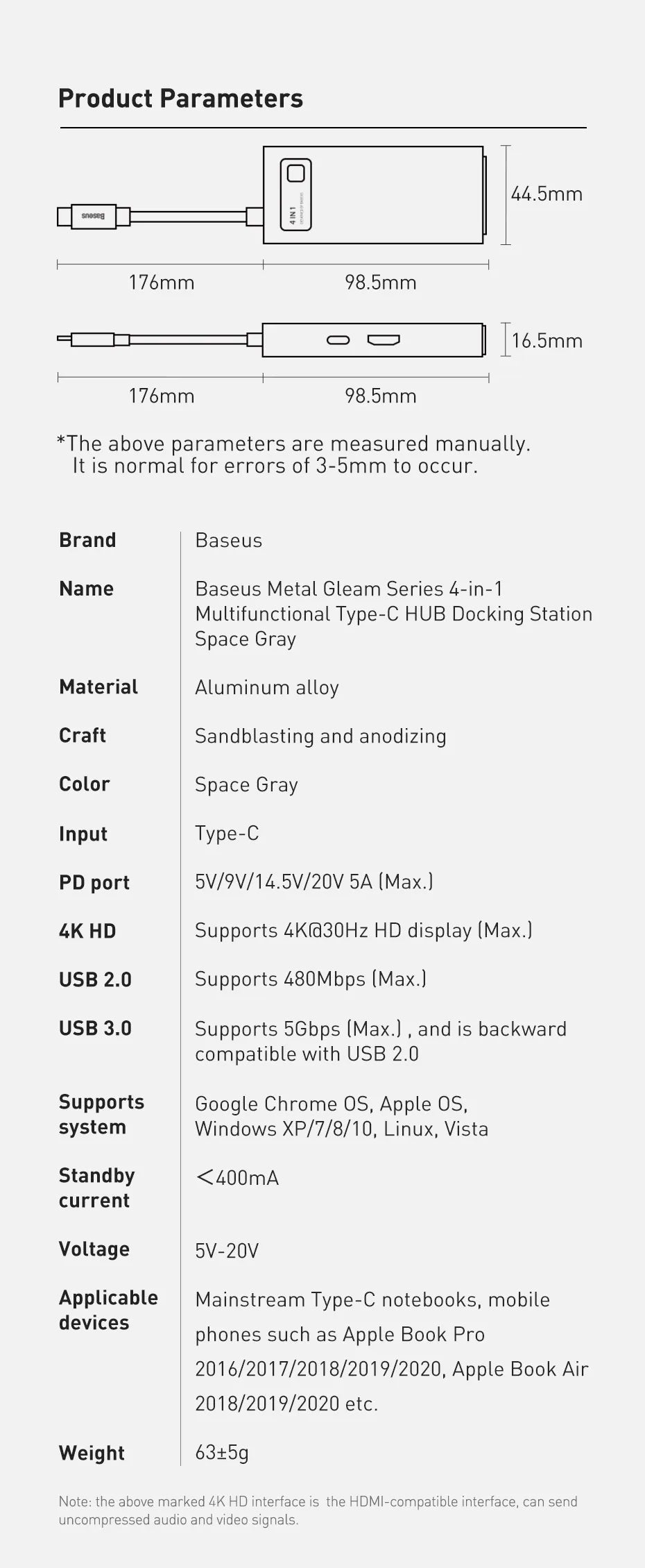 Baseus USB C HUB - USB 3 Type C Multi HUB