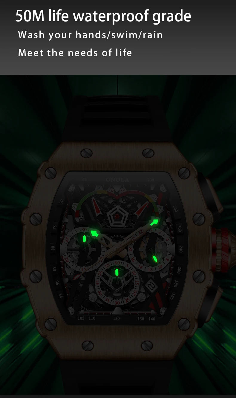 ONOLA 2021 Top Brand Watch Men Luxury Multifunctional Luminous Waterproof Sports Chronograph Quartz Watches Clock Relogio