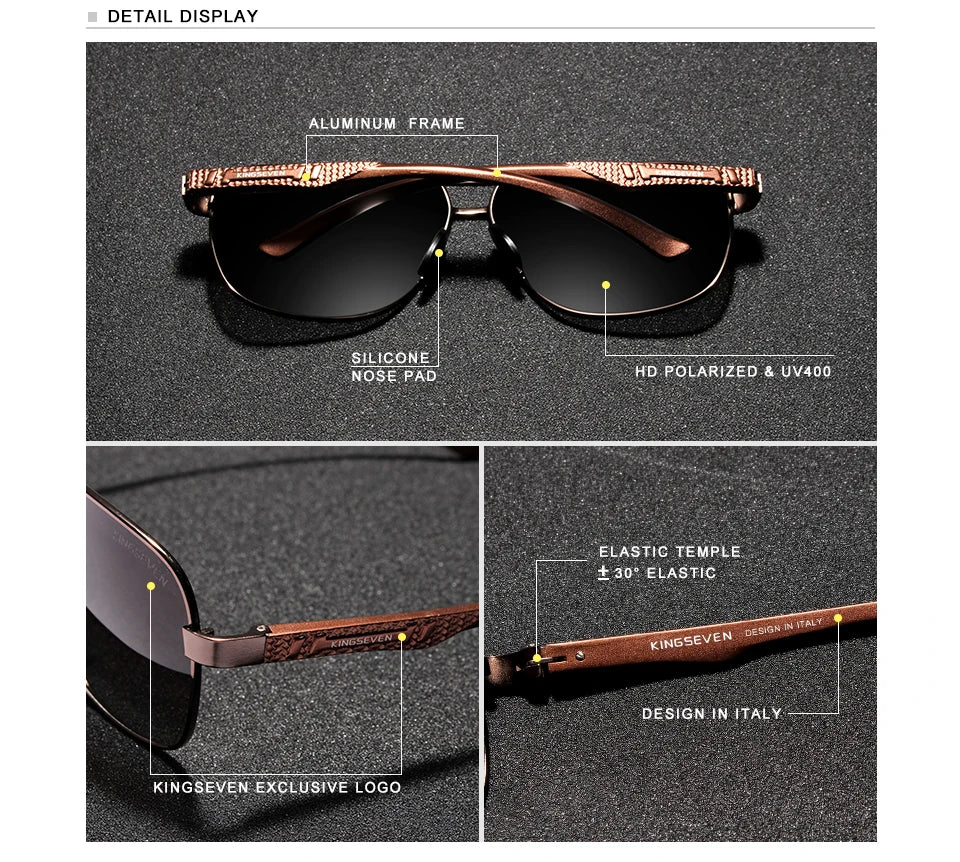 KINGSEVEN New Aluminum Men Fashion Sun Glasses Travel Driving Male Eyewear Oculos  band sunglasses N7188