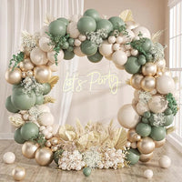 White Sand Balloons Garland Sage Green Gold Balloon Arch Kit Birthday Party Baby Shower Wedding Bride Shower Decoration Globos