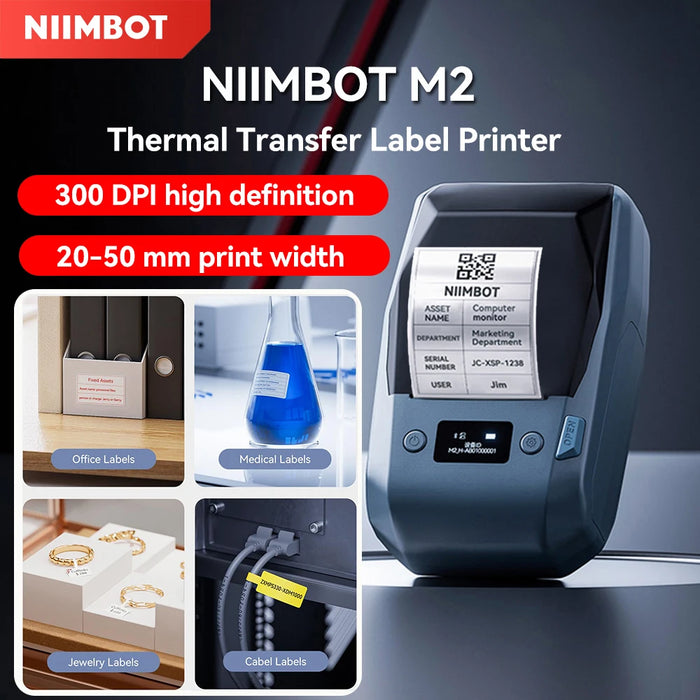 Niimbot M2 Thermal Transfer Label Printer 300 DPI High Definition Wireless 20-50 mm Print Width Label Maker Support Phone/PC