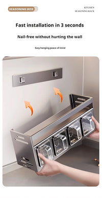 Kitchen Condimenters Spice Rack Wall-Mounted Seasoning Rack Kitchen Wall Shelf Multifunctional Storage Rack for Kitchen