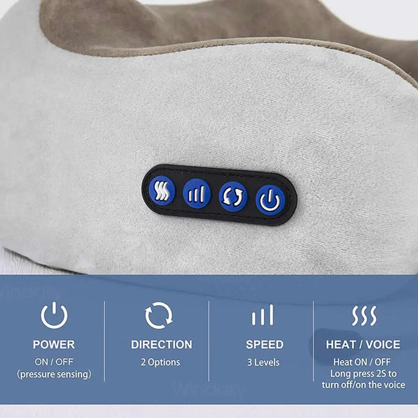 Portable U-Shape Neck Pillow Massage Machine Heat Vibrater Shoulder Neck Muscle Relax Electric Massager Instrument USB Charging