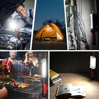 Led Work Light COB Floodlight 8000LM Rechargeable Lamp Use 2*18650 Battery Led Portable Magnetic Light Hook Clip Waterproof
