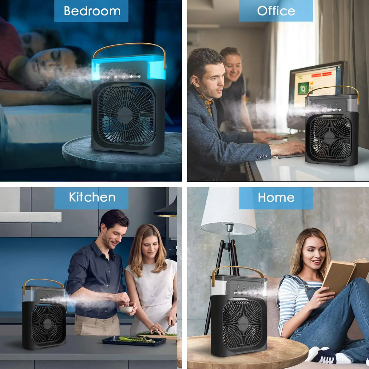 OREADEX 3 In 1 Fan AIr Conditioner Household Small Air Cooler LED Night Light Portable Humidifier Adjustment Fan Office Home Fan
