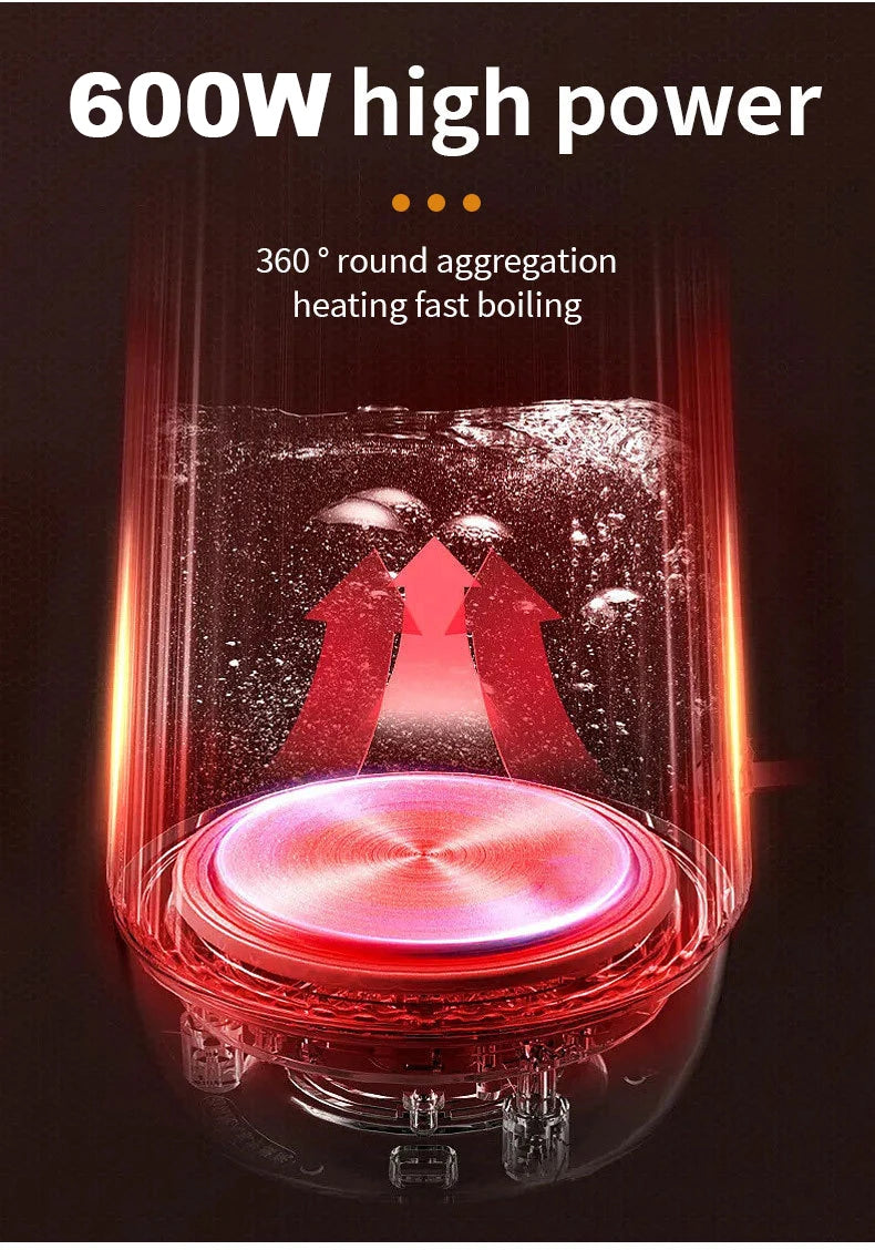 Houselin Electric Kettle 0.5L Stainless Steel Household Indoor Kettle Automatic Closing and Boiling Dry Protection 220V