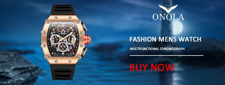 New Luxury Men Watch  ONOLA Fashion Fully Automatic Mechanical Watches Man Unique Design Waterproof Tape Watch Wristwatch