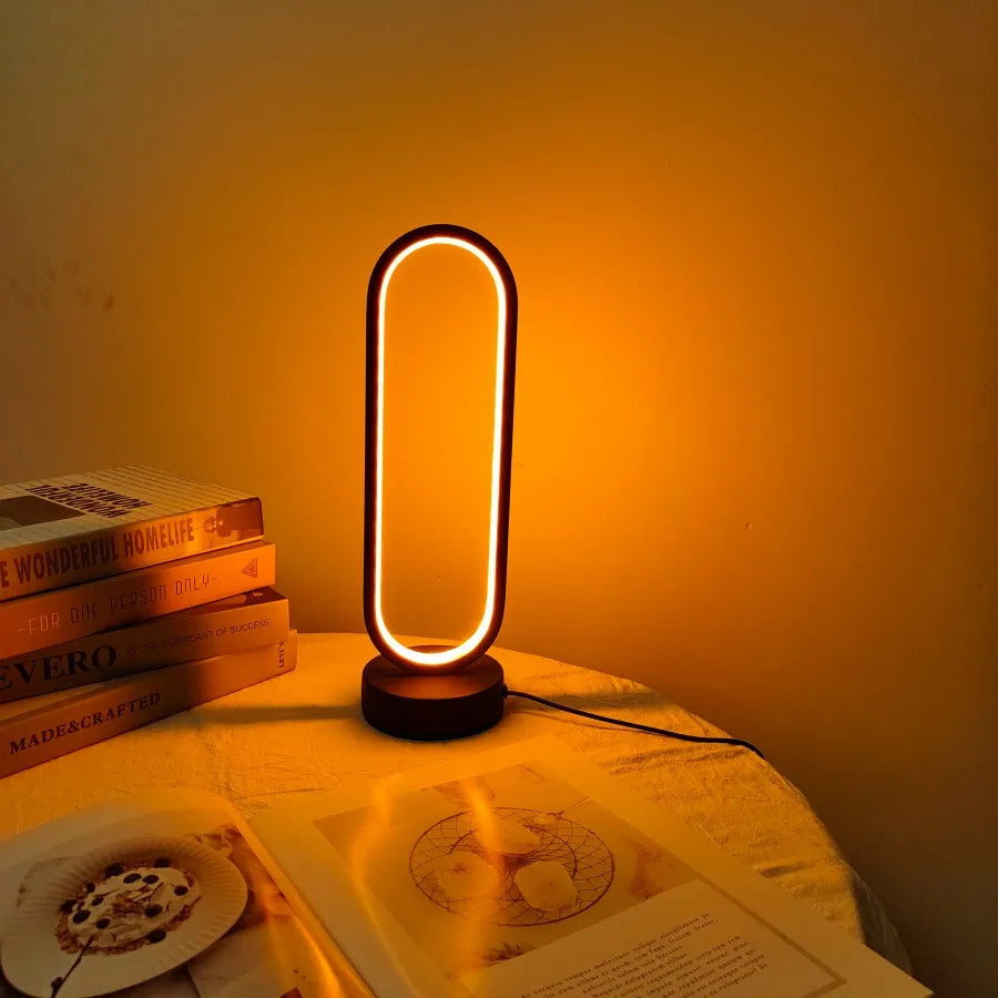 Bedroom Ring Lamp - Three-color Dimming Bedside LED Night Light