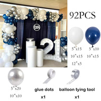 Navy Blue Balloons Garland White Sliver Confetti Latex Ballon Arch Kit Wedding Anniversary Birthday Party Baby Shower Decoration
