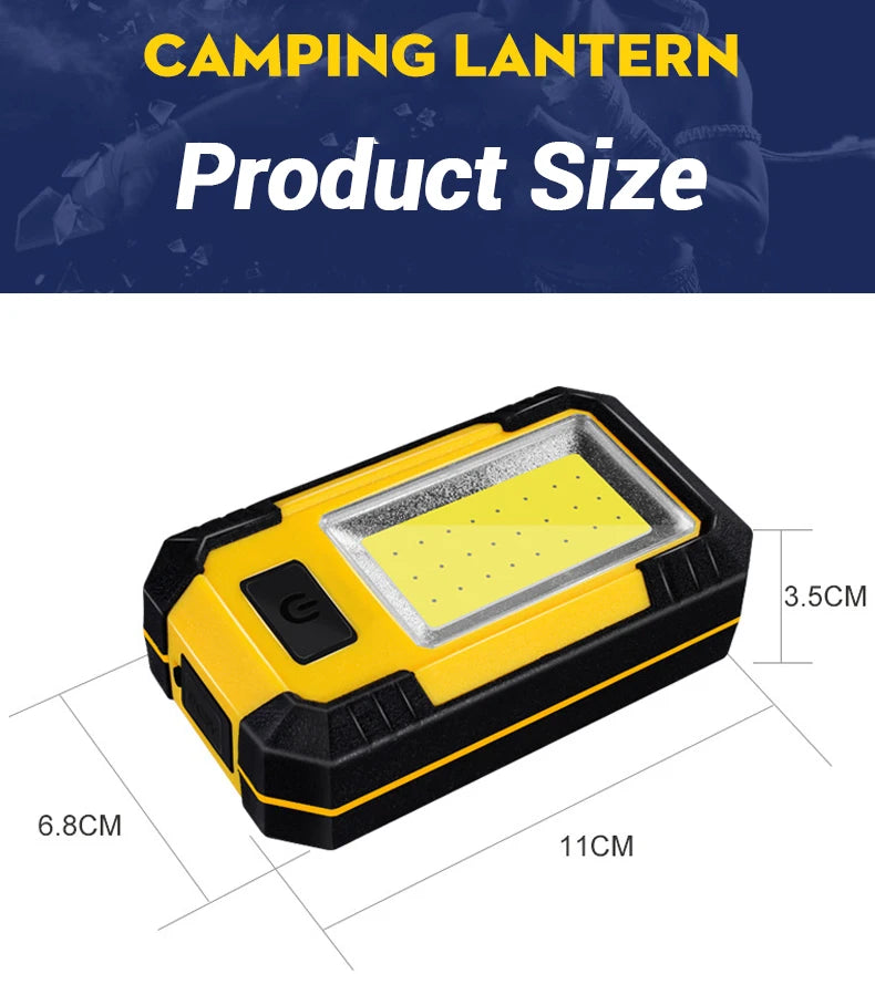 Portable Working Light COB High Bright Flashlight 3Lighting Modes Outdoor Waterproof Camping Fishing Multifunctional Tool Torch