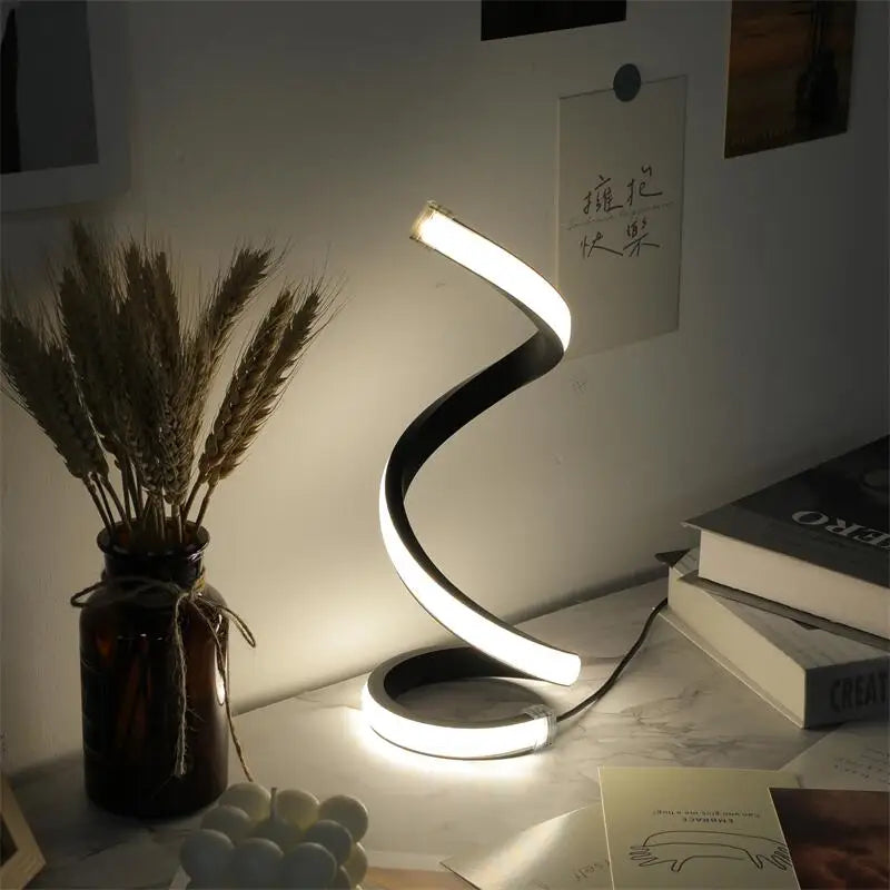 LED Spiral Table Lamp - Modern Three Speed Dimming