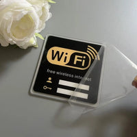 WiFi Sign Acrylic Mirror Wall Sticker for Public Places Shops Handwriting Account And Password Wifi Notice Board Wall Sticker