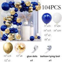 Navy Blue Balloons Garland White Sliver Confetti Latex Ballon Arch Kit Wedding Anniversary Birthday Party Baby Shower Decoration