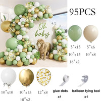 White Sand Balloons Garland Sage Green Gold Balloon Arch Kit Birthday Party Baby Shower Wedding Bride Shower Decoration Globos