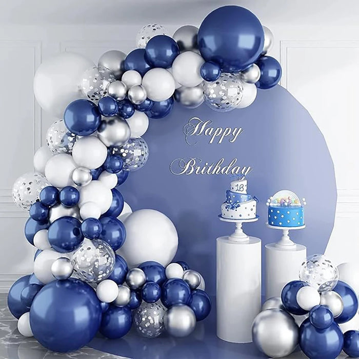 Navy Blue Balloons Garland White Sliver Confetti Latex Ballon Arch Kit Wedding Anniversary Birthday Party Baby Shower Decoration