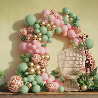 Jungle Safari Green Balloon Garland Arch Kit Kids Birthday Party Supplies Deer Pattern Gold Latex Ballons Baby Shower Decoration