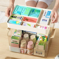 Multi-Layer Home Medicine Box Large Capacity Medical Storage Case Transparent Design for First Aid and Medication Organization