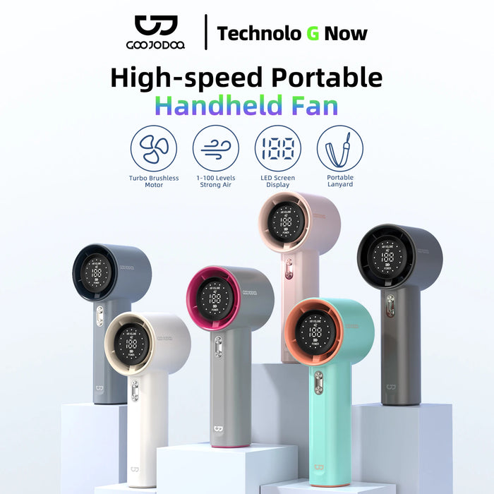 Mini Fan Rechargeable Strong Wind 100 Gear Wind Speed Electric Fan Digital Display Adjustable Turbo Portable Outdoor Handheld