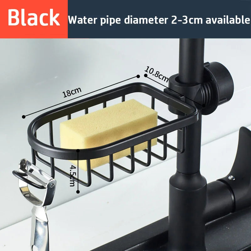 Kitchen Sink Drain Rack Sponge Storage Basket Faucet Holder Space Aluminum Soap Drainer Shelf Organizer Bathroom Accessories