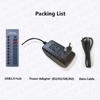 MZX 10/7/4 Port Aluminum USB 3.0 Hub A 3 0 Multi Splitter Concentrator Multiple Extension Hub Switch Power Adapter for PC Laptop