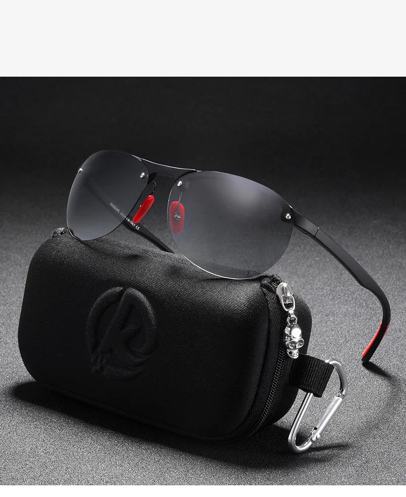 KDEAM Rimless Oval Men's Sunglasses Polarized TR90 Material Frame TAC Polarization Lense Soft Rubber Foot Cover