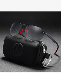 KDEAM Rimless Oval Men's Sunglasses Polarized TR90 Material Frame TAC Polarization Lense Soft Rubber Foot Cover