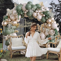 White Sand Balloons Garland Sage Green Gold Balloon Arch Kit Birthday Party Baby Shower Wedding Bride Shower Decoration Globos