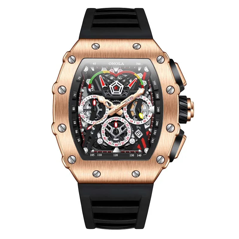 New Luxury Men Watch  ONOLA Fashion Fully Automatic Mechanical Watches Man Unique Design Waterproof Tape Watch Wristwatch