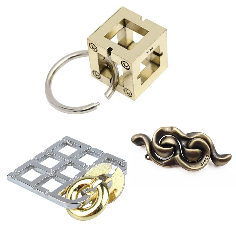Metal Puzzle Brain Teaser 3PCS Set Casse Tete Difficile Rompecabezas IQ Test Mind Games Toys For Kids Adults Juegos De Ingenio