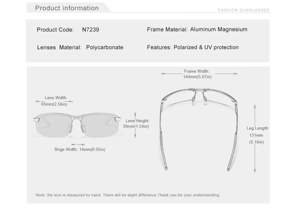 KINGSEVEN Fashion Half Frame Sunglasses Men's Outdoor Polarized UV400 Driving Glasses High Quality Fishing Driving Eyewear