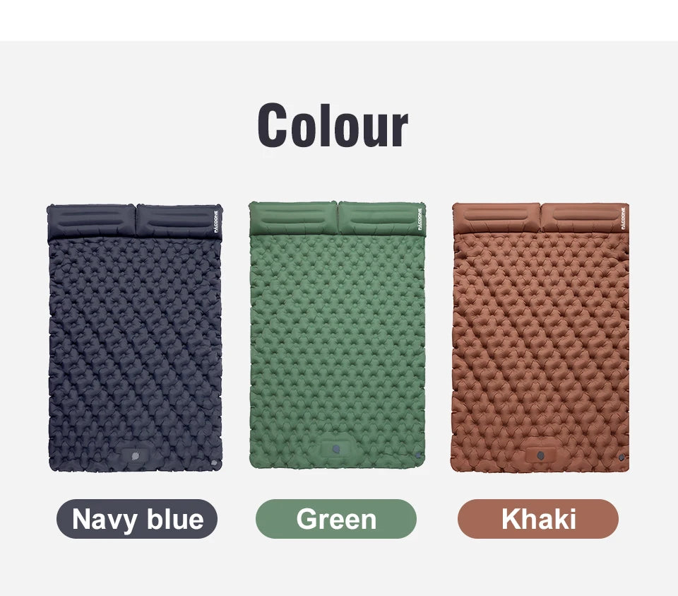 PACOONE Outdoor Camping Double Inflatable Mattress Extra Wide Sleeping Pad Ultralight Folding Bed Sleeping Mat Car Travel Mat