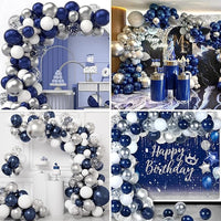 Navy Blue Balloons Garland White Sliver Confetti Latex Ballon Arch Kit Wedding Anniversary Birthday Party Baby Shower Decoration