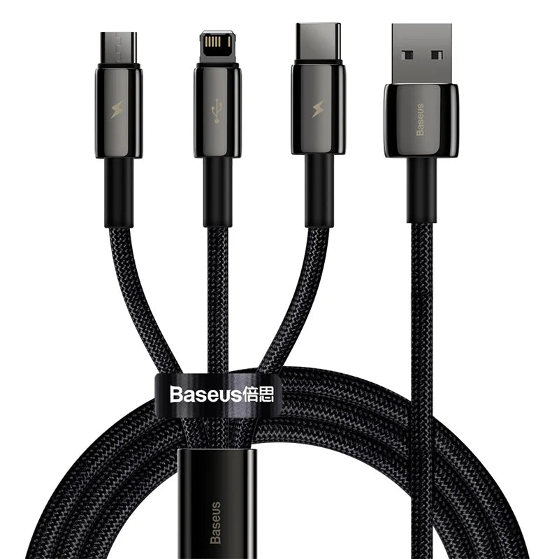 Baseus 3 in 1 USB Cable - Fast Charging USB Type C