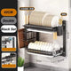 Wall-Mounted Kitchen Dish Rack Multifunctional Kitchen Organizer with Drainboard Cutlery Storage Holder Dinnerware Drainer