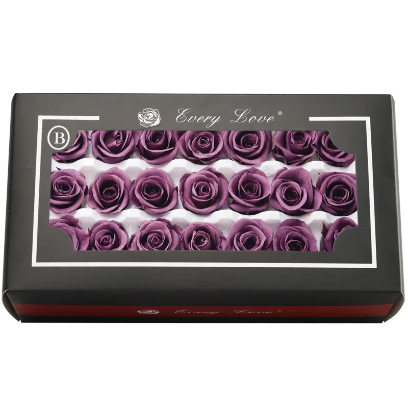 Grade B 21PCS 2-3cm Mini Preserved Roses Heads Eternal Rose Gift Wedding Party DIY Material Preserved Roses Home Dried Flowers