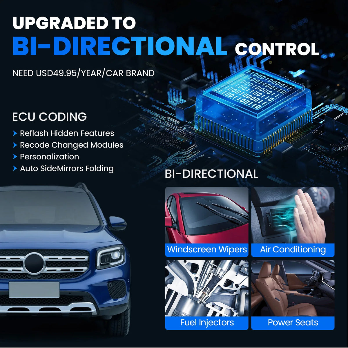 MUCAR VO6 All Cars Lifetime Free Full System 28 Resets Obd2 Diagnostic Tools ECU Coding Bi-directional Scan Obd 2 Auto Scanner