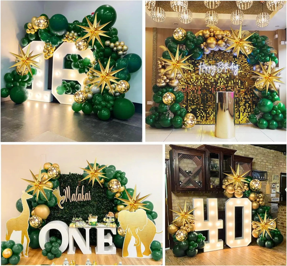 White and Gold Balloons Garland Arch Kit with Starburst Foil Balloon for Wedding Anniversary Birthday Party Decorations Supplie