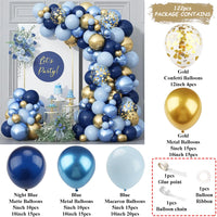 Metal Golden Blue Balloons Arch Set Birthday Wedding Decoration Party Supplies Graduation Holiday Celebration Baby Shower Globos
