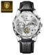 POEDAGAR Luxury Watch for Man Sports Leather Men Quartz Watch Waterproof Luminous Chronograph Men's Watches Male Clock Reloj+box