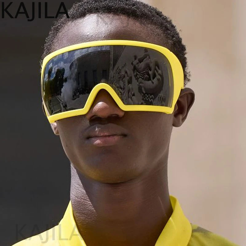 Oversized Punk Shield Sunglasses Women Men Big Frame 2025 Luxury Brand Steampunk Mask Sun Glasses For Ladies Sports Goggle UV400