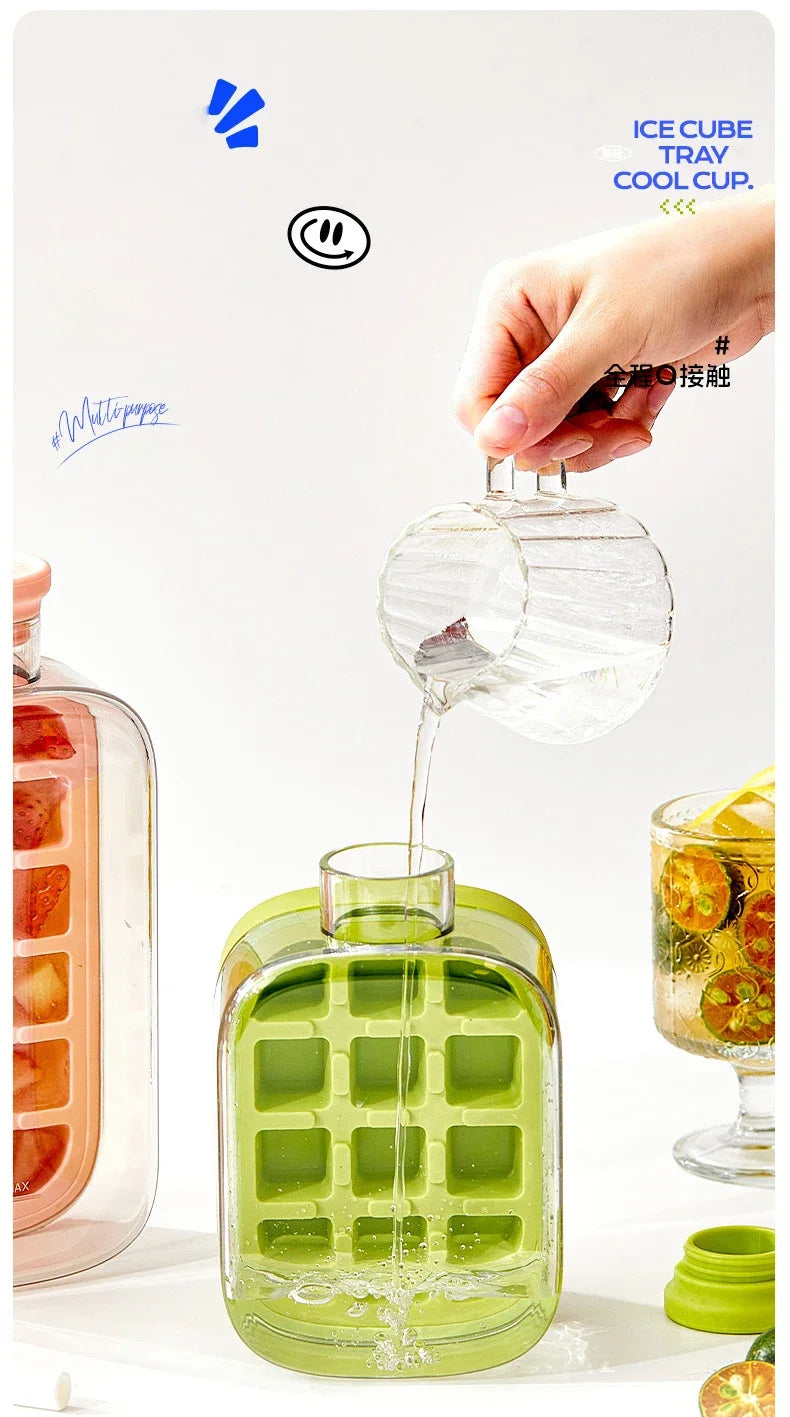 Ice Cube Tray with Lid NO TOUCH Silicone Ice Cube Cup for Fridge with Straw NO SPILL Ice Mold for Freezer Water Bottle