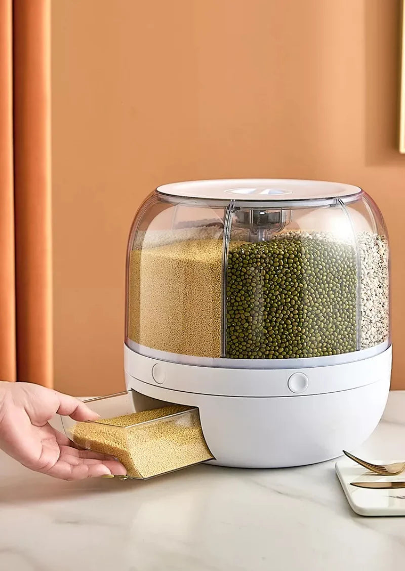 Kitchen Rotation 6kg Plastic Pet Rice Grain Dispenser Food Container Grain Bucket Storage Box Dispenser Housewarming Gift
