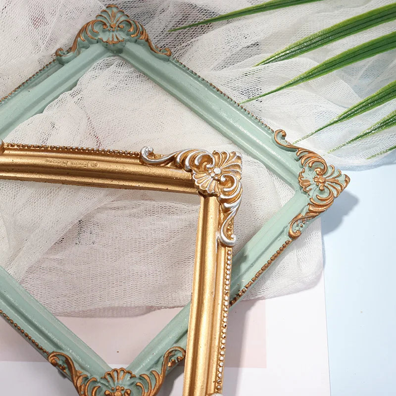 INS Gold Silver Retro Photo Frame For Nail Art Jewelry Decoration Photography Prop Background Foto Wall Photographic Accessories