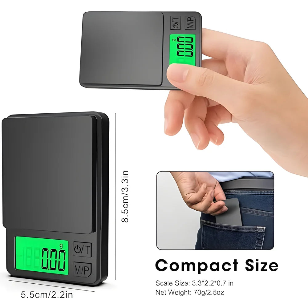 Precision Pocket Scale 1000g X 0.1g - Digital Gram Food Jewelry Ounces/Grains Scale with Backlit LCD - Mini Scale for Travel