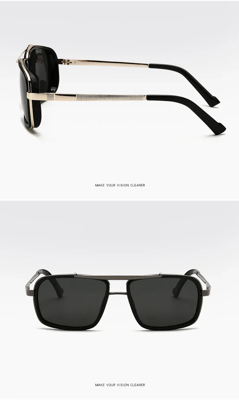 Polarized Punk Sunglasses Men Vintage Fashion Steampunk Square Sun Glasses Male Driving Googles Summer Travelling Shades UV400