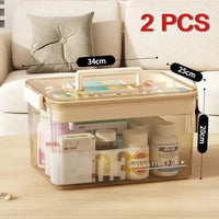 Multi-Layer Home Medicine Box Large Capacity Medical Storage Case Transparent Design for First Aid and Medication Organization