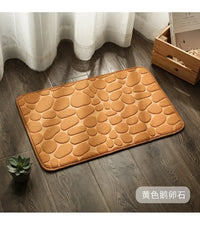 Memory Foam Embossed Velvet Carpet Bathroom Living Room Non-Slip Mat Cobblestone Floor Mat