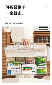 Multi-Layer Home Medicine Box Large Capacity Medical Storage Case Transparent Design for First Aid and Medication Organization