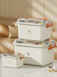 Large Capacity Medicine Box Portable Home First Aid Medical Kit Family Emergency Medicine Box with Multi-layer Drug Storage Case